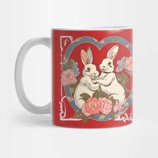 Rabbit Bunny in Love Combating Fight Couple Love Martial Arts Fighter Mug